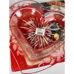 Mikasa Christmas Love 13” Heart Platter Star Bottom Thick Heavy Glass
